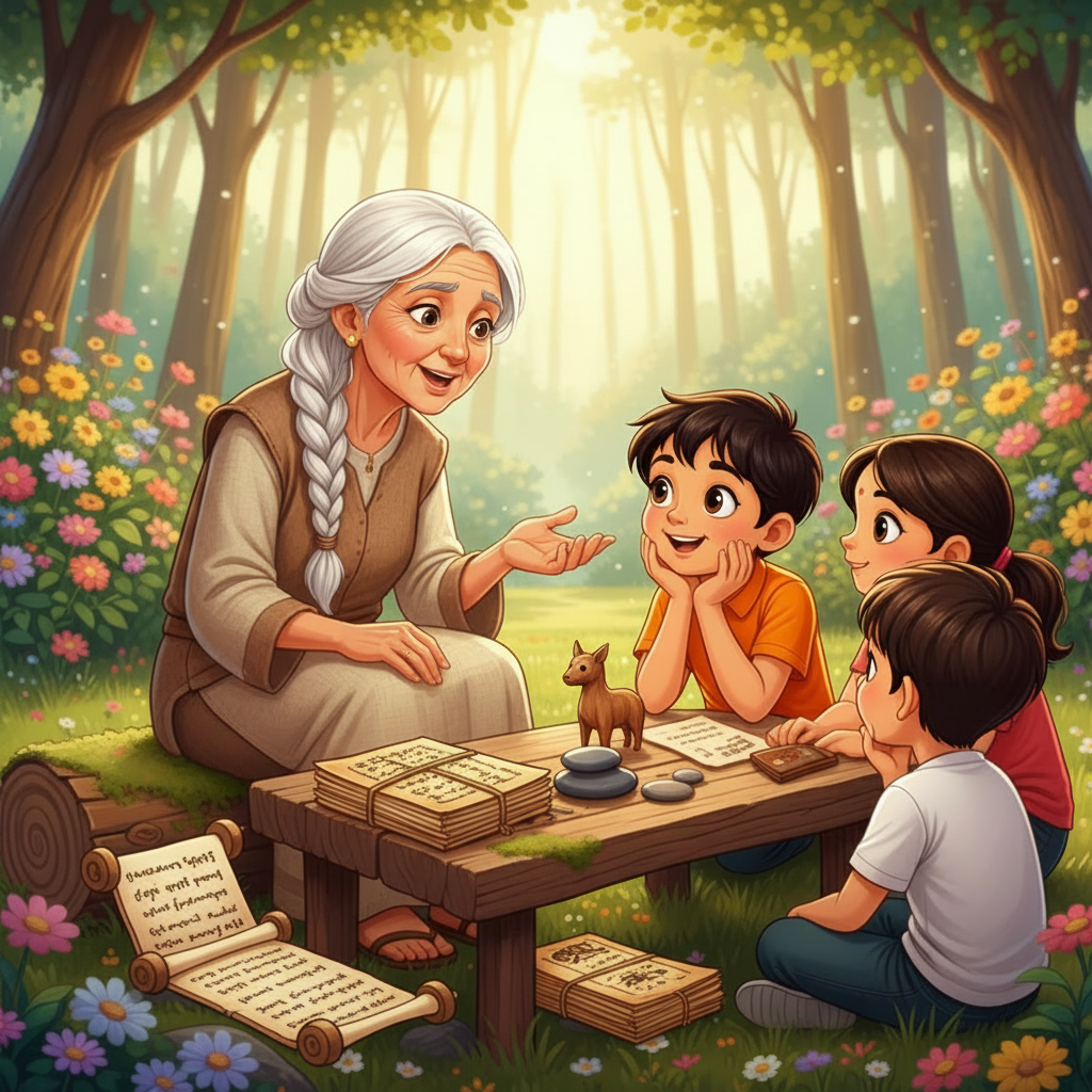 Children learning ancient wisdom