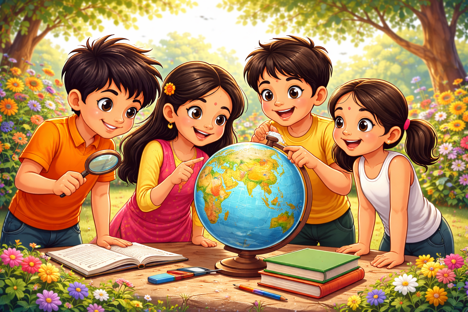 Children exploring India through activities