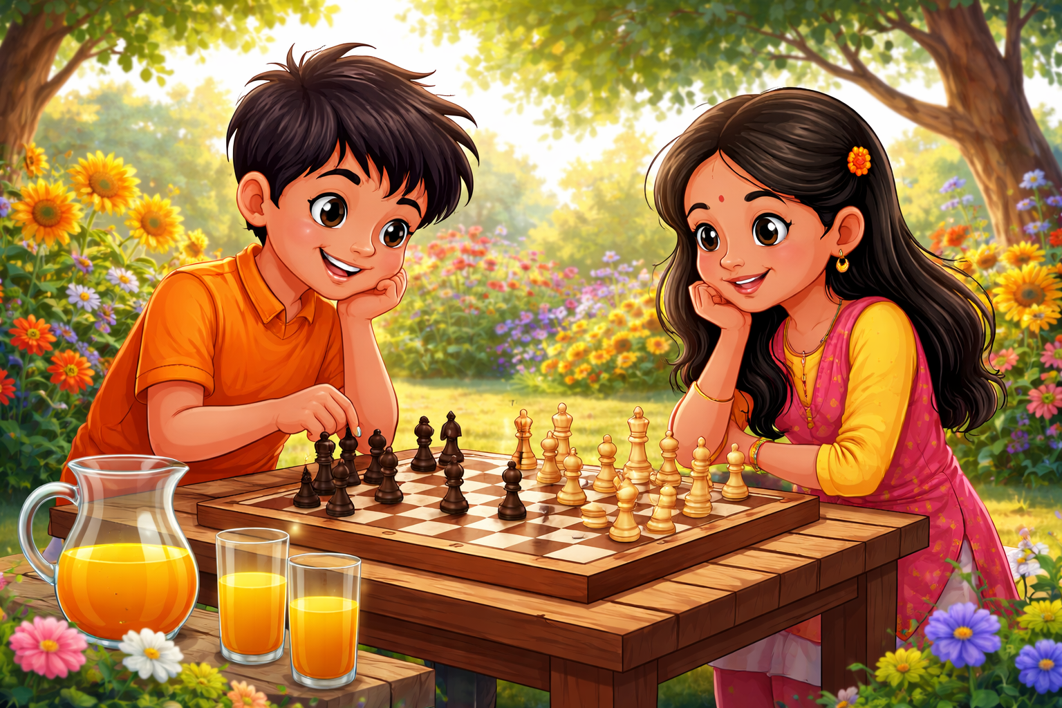 Children learning chess and strategy