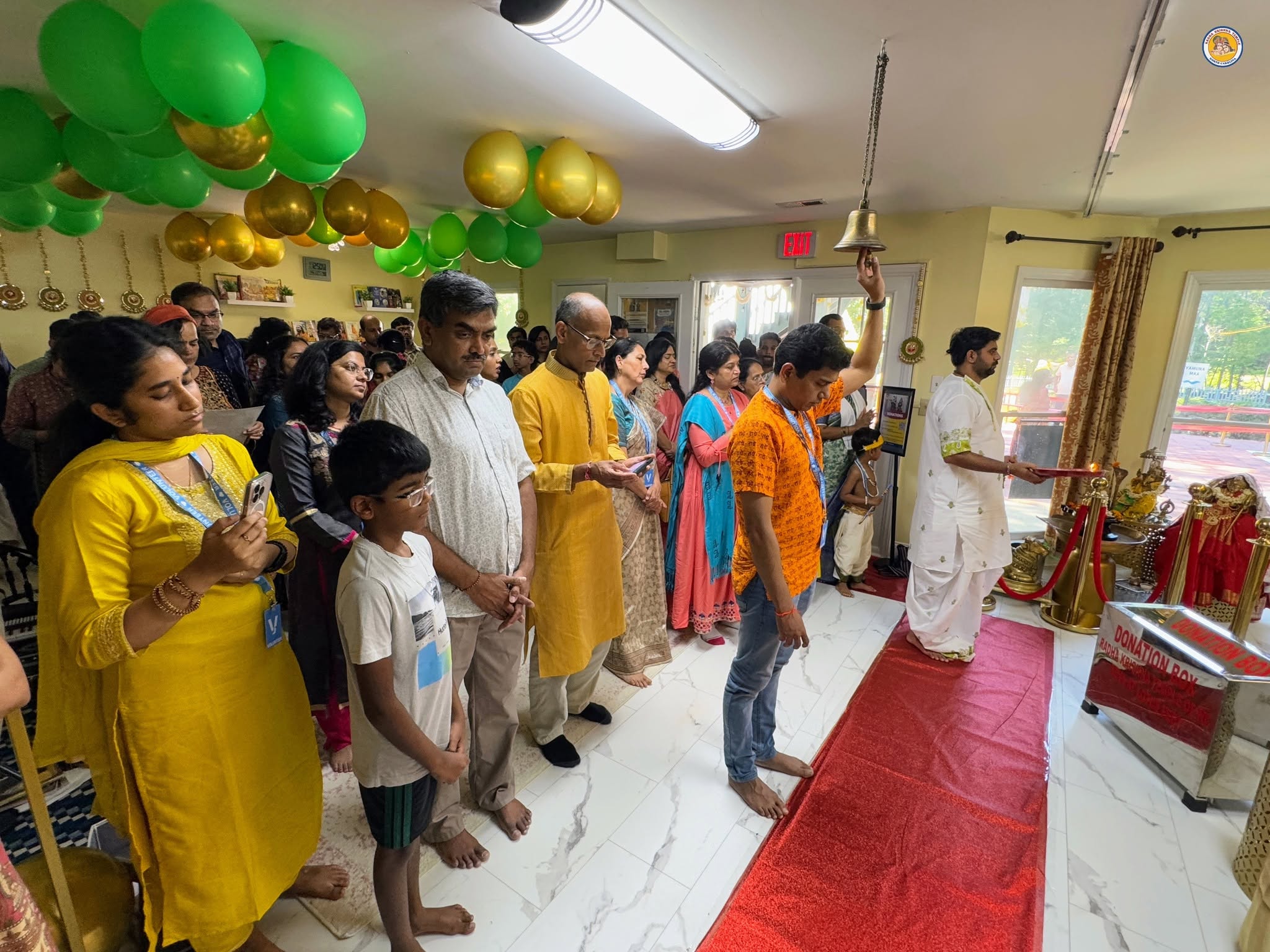 Devotees chanting together during Sunday Satsang at Radha Krishna Temple of North Carolina