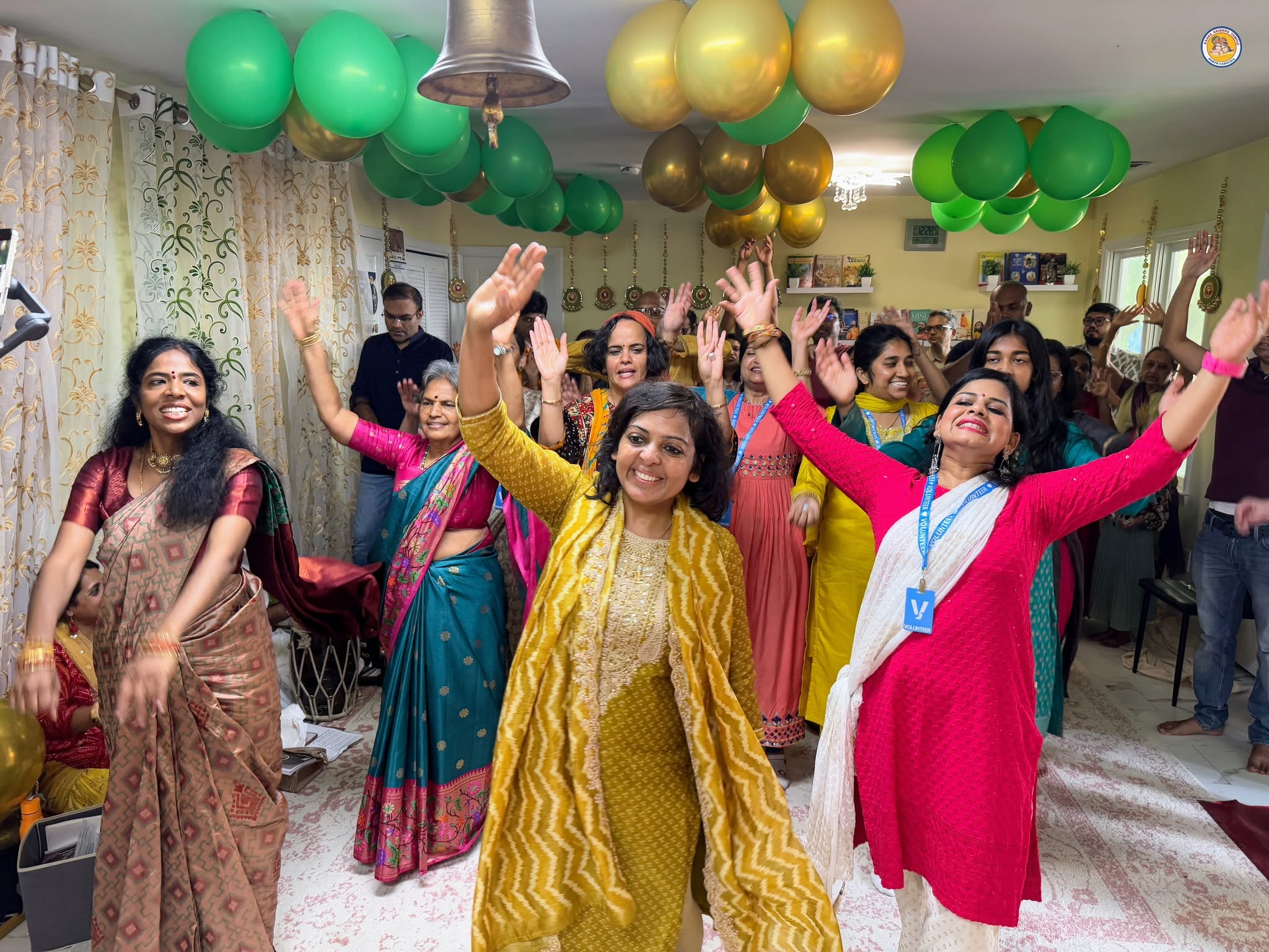 Devotees celebrating during a temple gathering