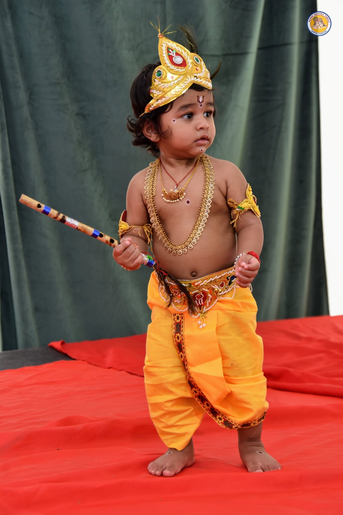 Children dressed as Krishna and Radha for Janmashtami dress-up