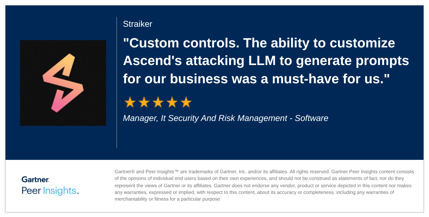 Straiker received 5 stars from Manager, It Security And Risk Management