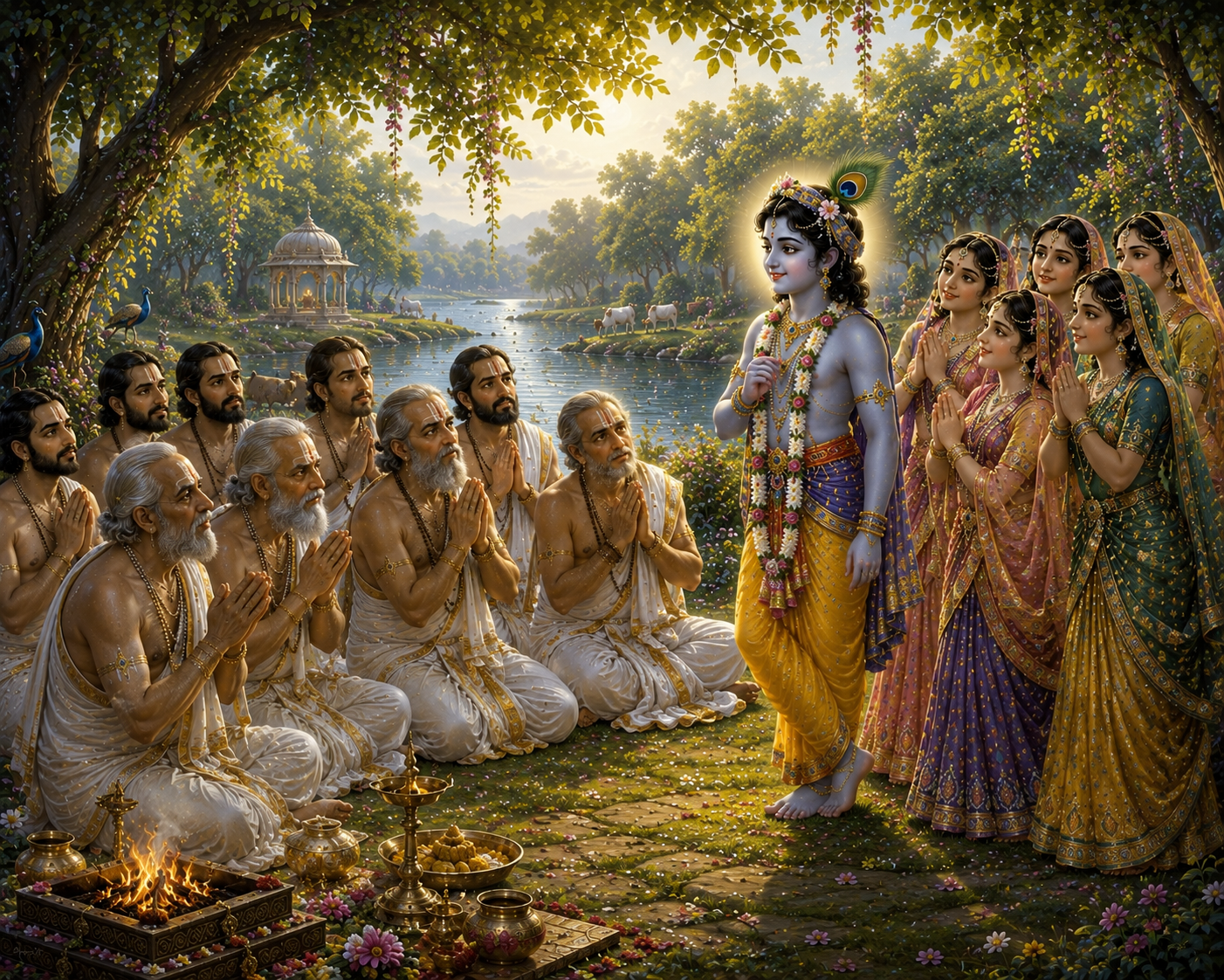 Shree Krishna Honoring the Brahmin Wives Devotion
