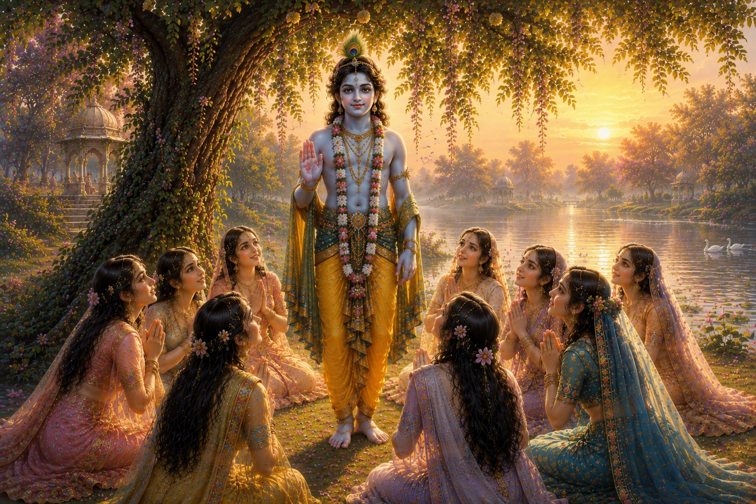 Shree Krishna Stole the Clothes of Gopis Bathing in Yamuna Maa
