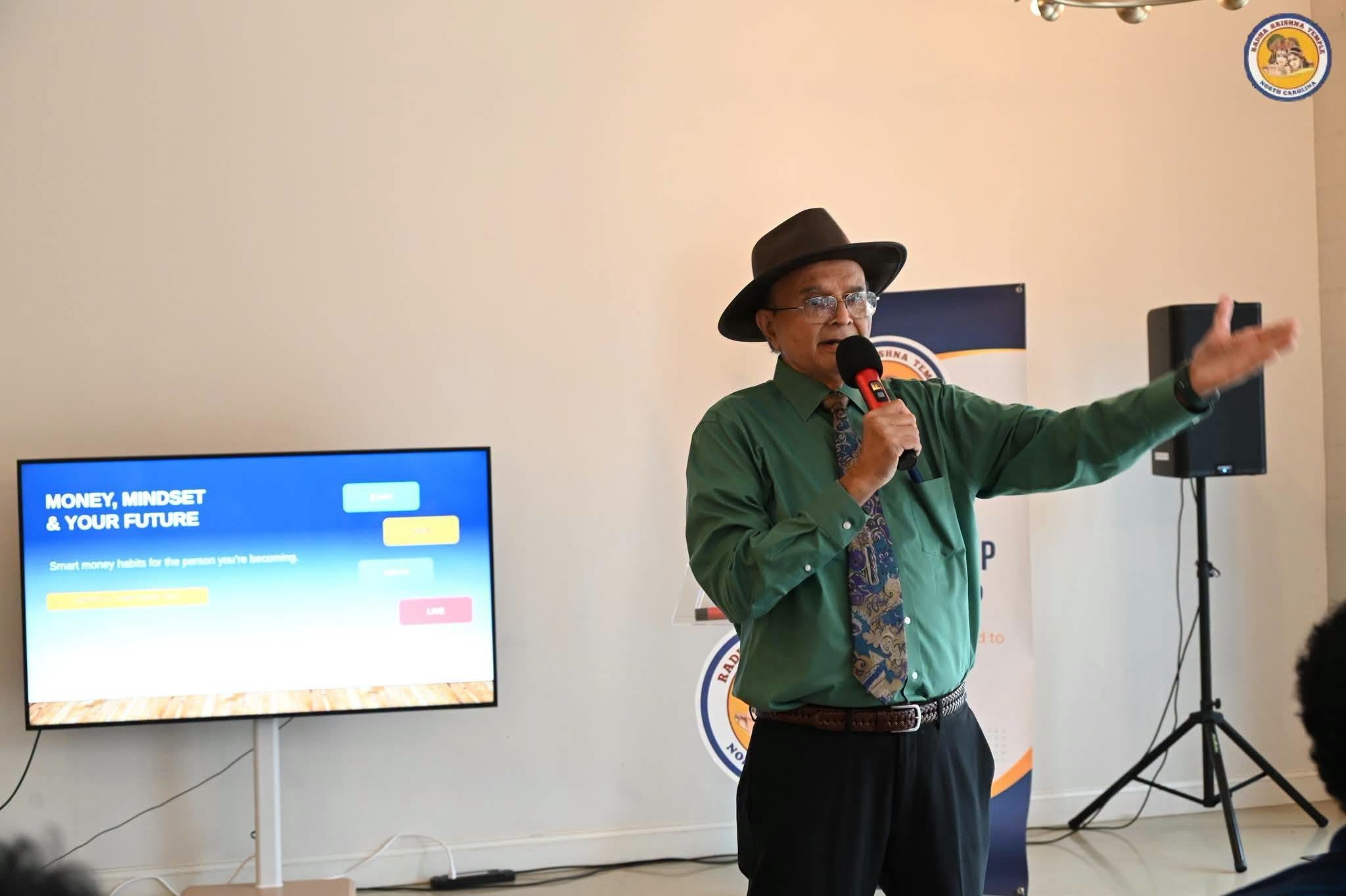 Speaker presenting the Money, Mindset & Your Future session