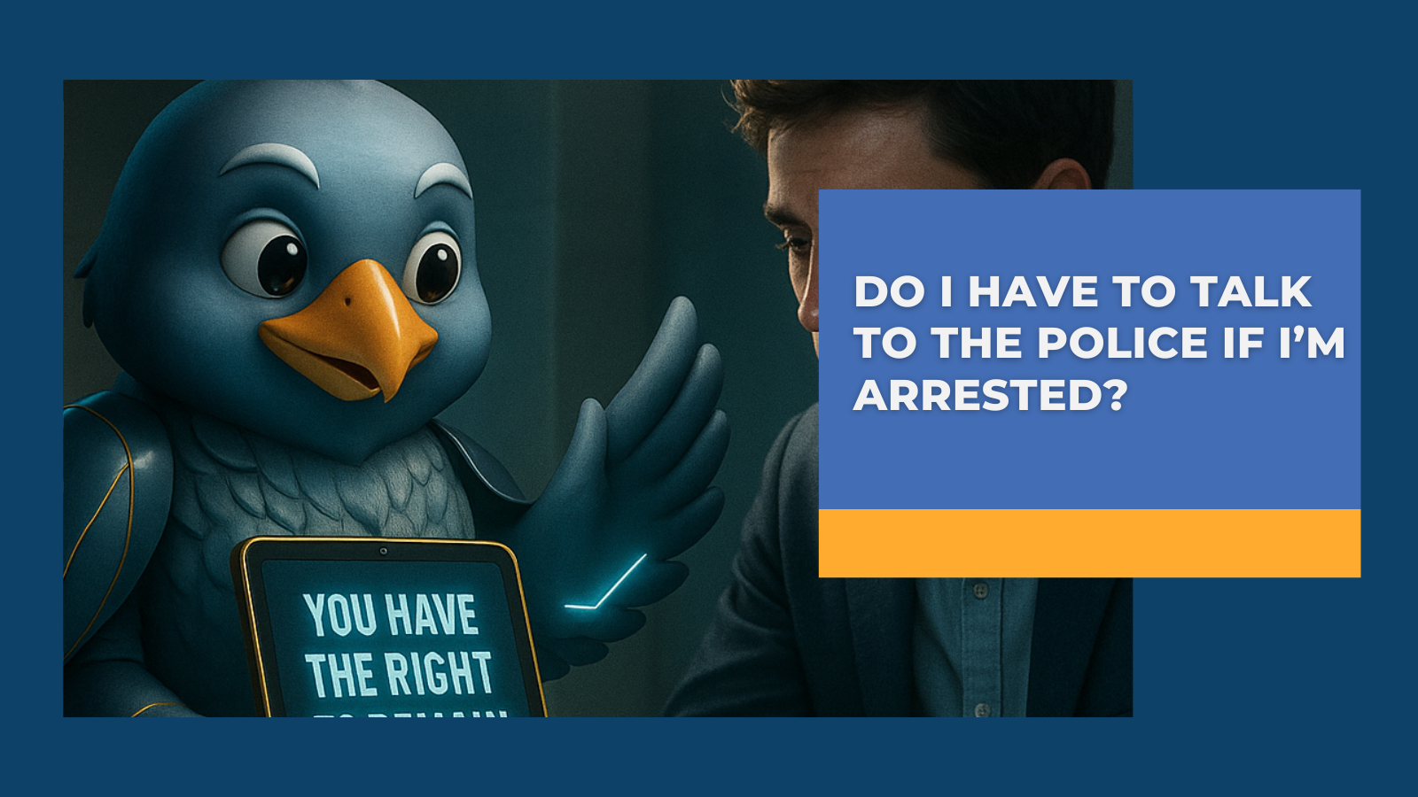 Police questioning a suspect during an arrest — Attorney Emily Shouse explains why you should remain silent and call a lawyer first — Lawggle.