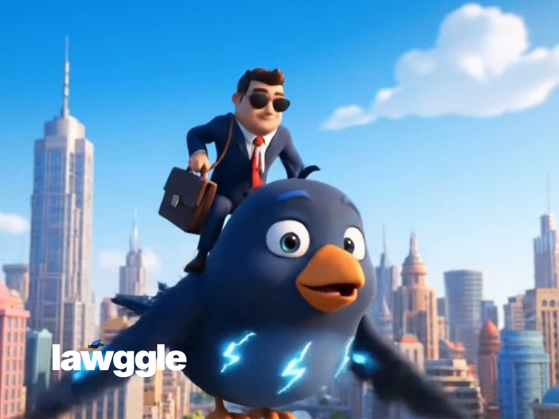 A futuristic scene of MatchBot flying above a city skyline, symbolizing freedom from paid ads and the rise of organic visibility for lawyers.