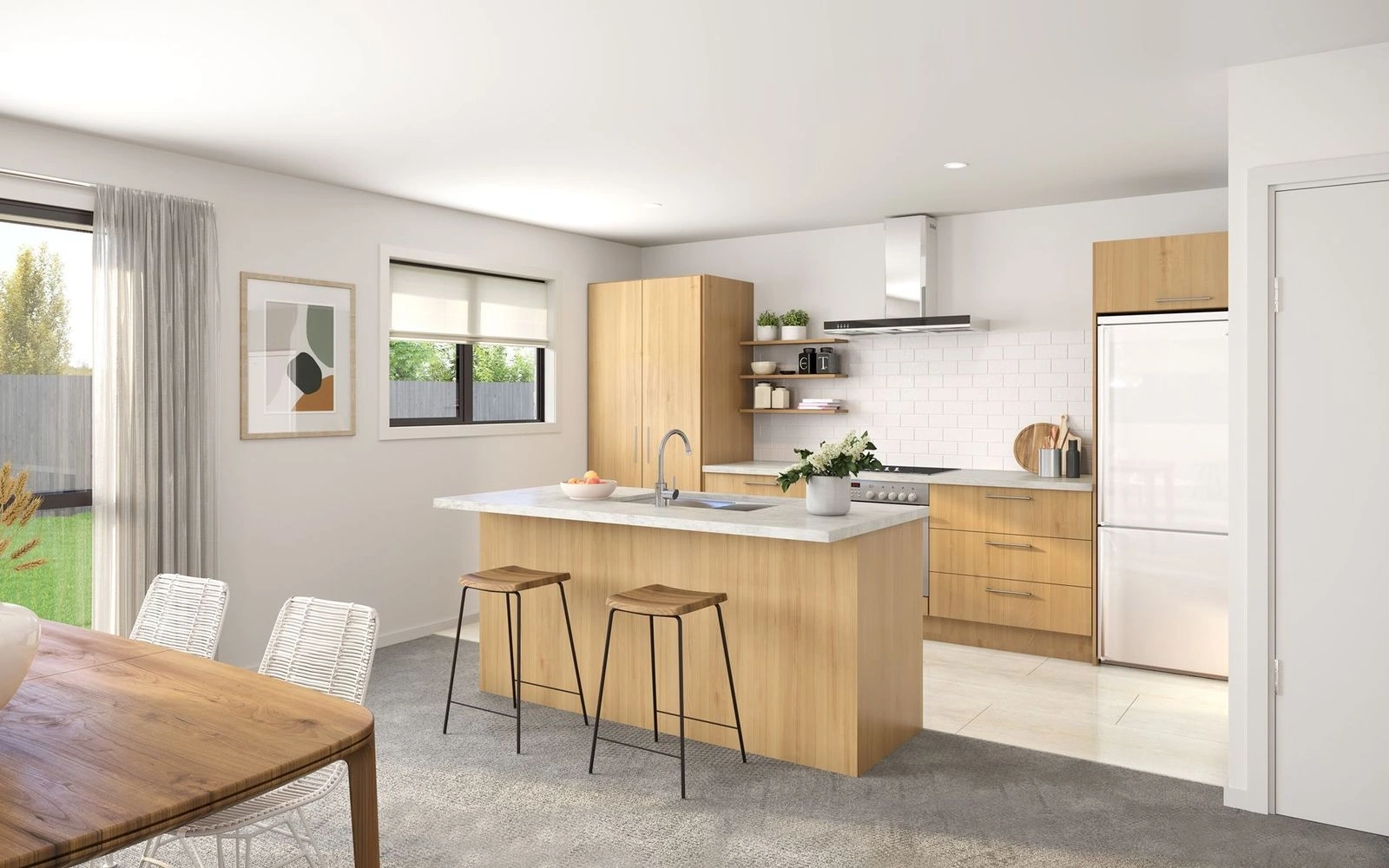 kitchen with open plan dining