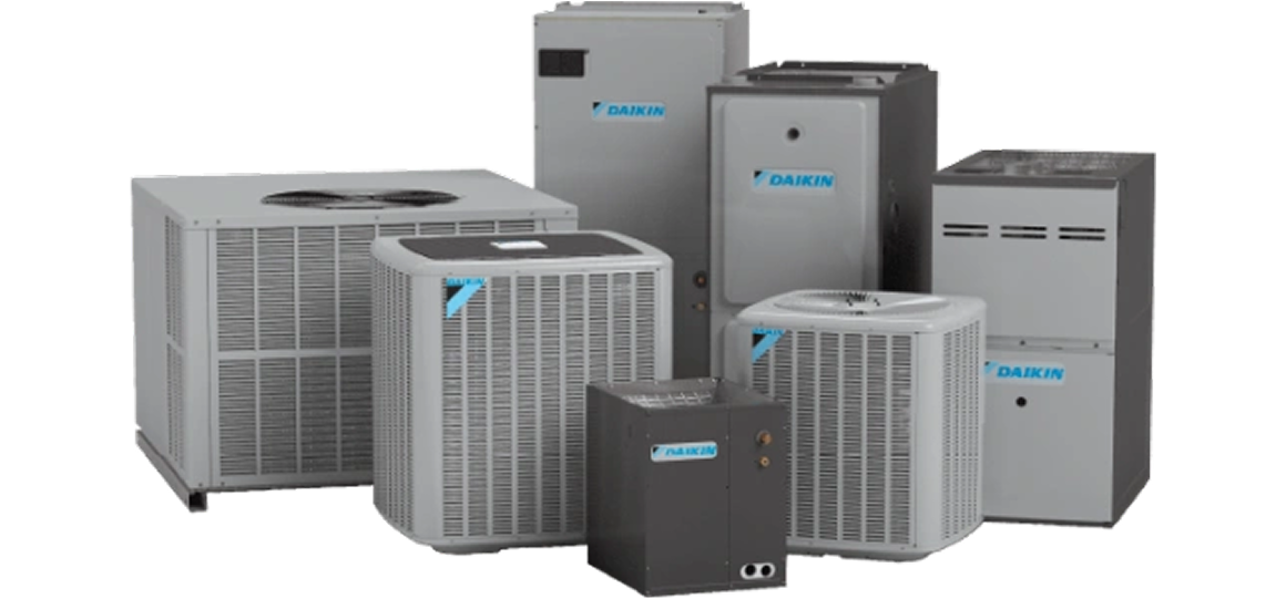 Daikin HVAC units and air conditioning systems in various sizes