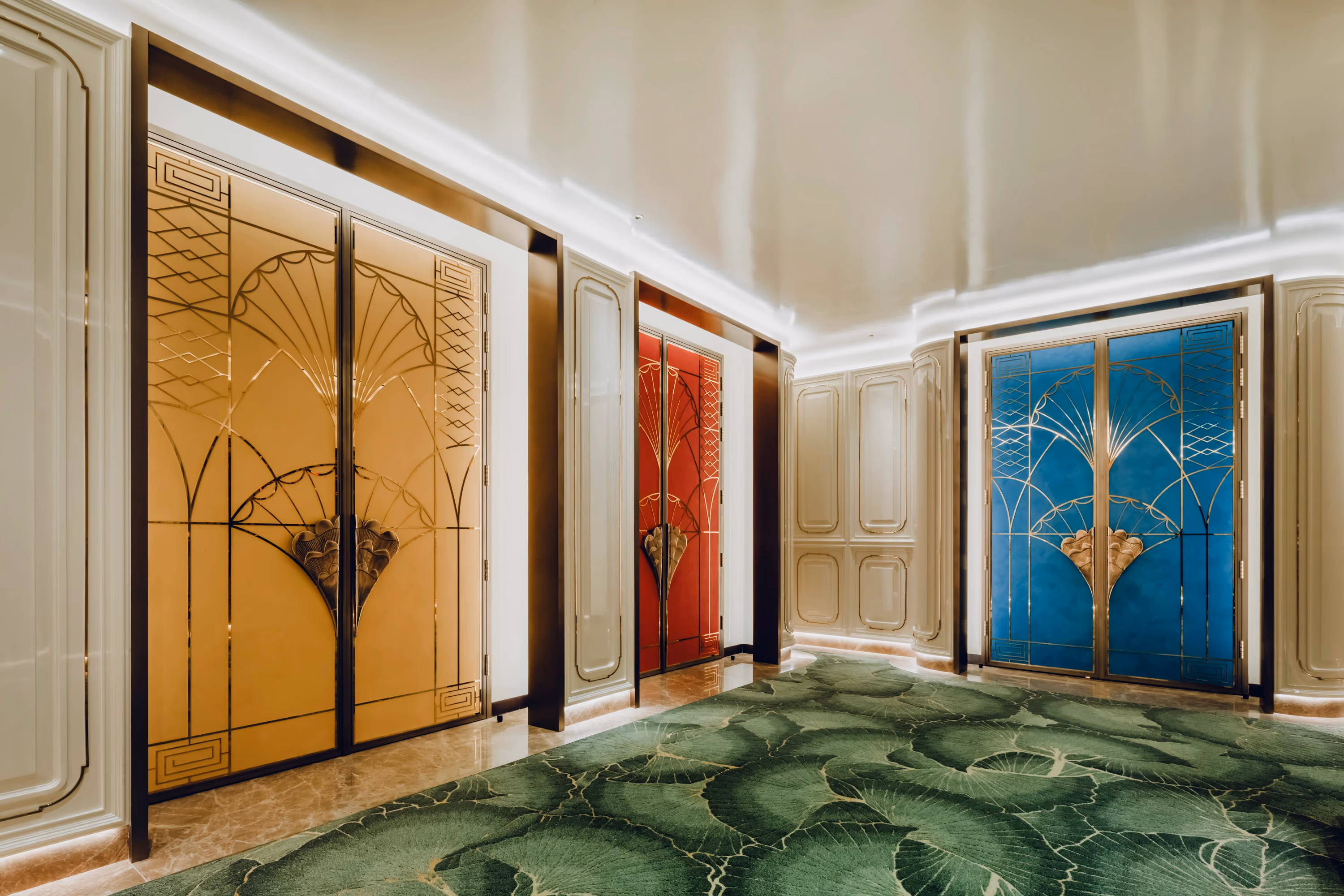 Varying entrance to the different themed private dining room at the Grand Imperial Court