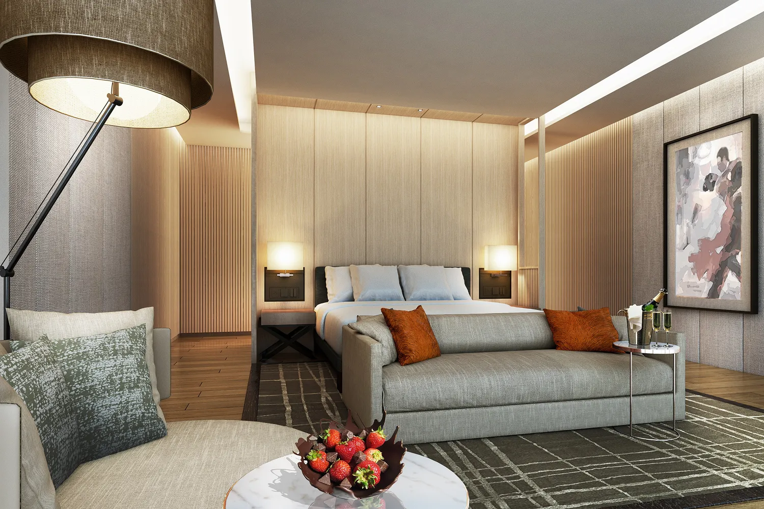 Rendering of an executive suite living area at Hyatt Regency Hengqin