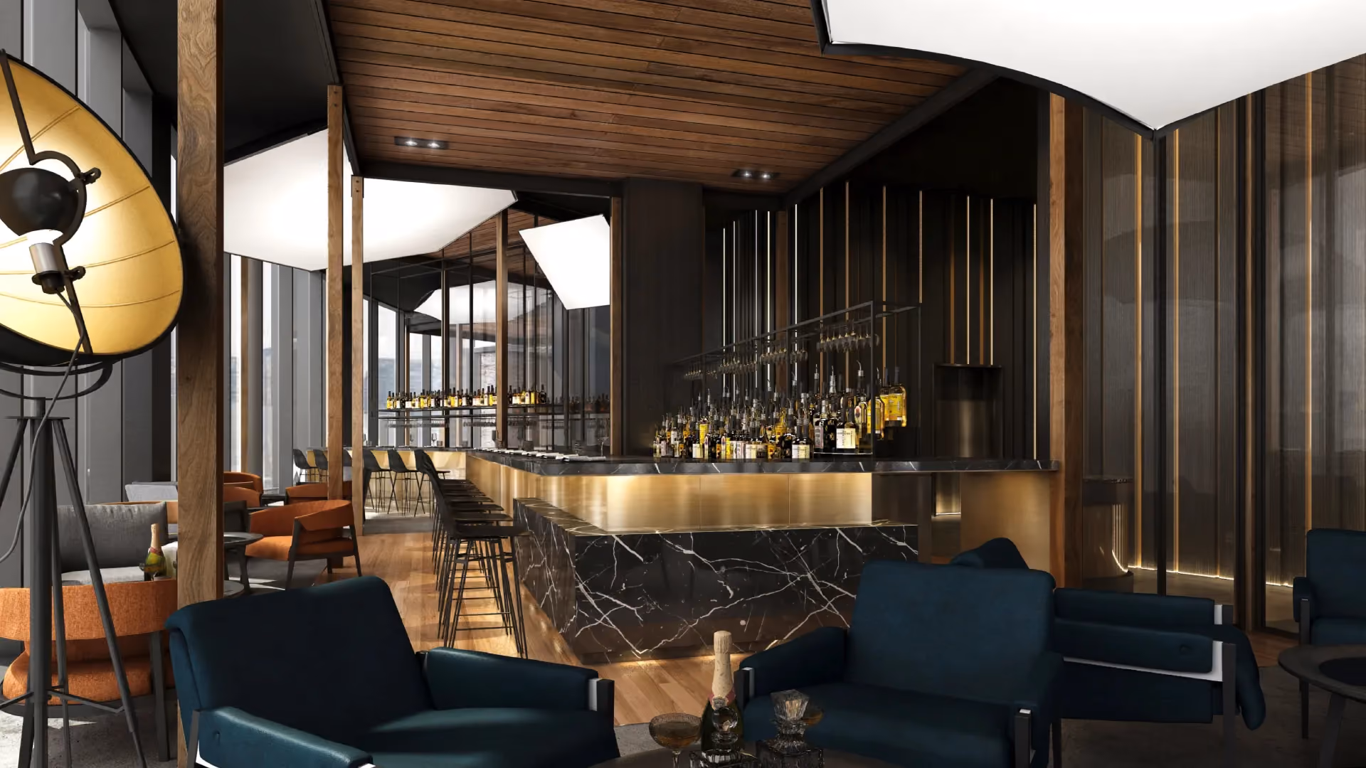Rendering of TOTS rooftop bar at Thompson Shanghai Expo