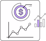 Financial dashboard with dollar icon and growth chart