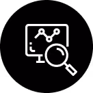 White magnifying glass icon for product and cost lookup Product search icon with price magnifier