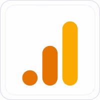 Google Analytics logo with three vertical bars of increasing height in orange and yellow.