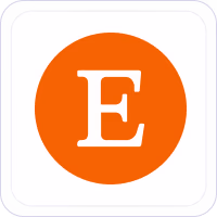 Etsy logo with white letter E on an orange circle background inside rounded square.