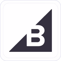 Black and white icon featuring a diagonal split with the letter B in the center.