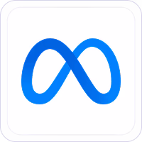 Blue infinity loop symbol on a white rounded square background.