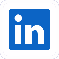 LinkedIn logo with white 'in' letters on a blue square background.