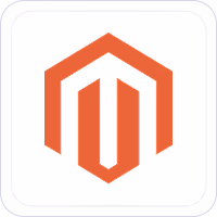 Orange Magento logo shaped like an abstract geometric M on a white background.