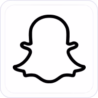 Black outline of Snapchat ghost logo on white rounded square background.