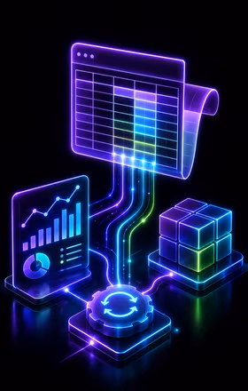 Dark-themed inventory dashboard showing stock overview, trends, orders, and key metrics on a futuristic screen.