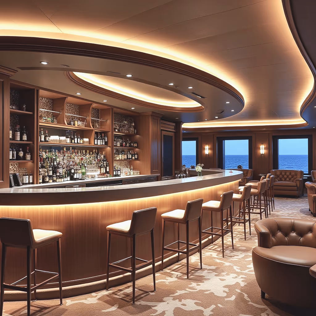 sala bar elegante e moderna nave da crociera