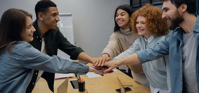 Team collaborating together