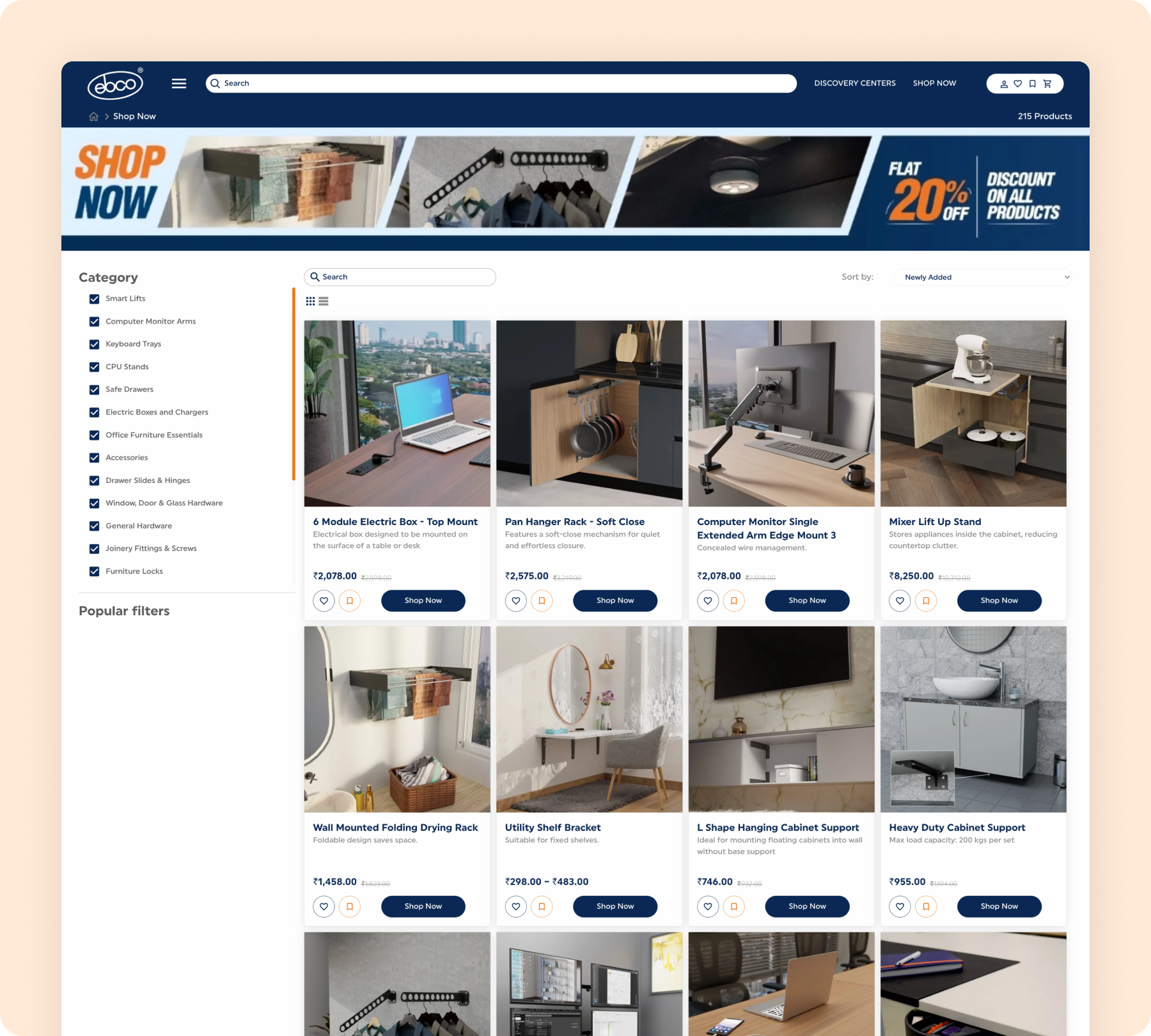 Ebco distributor portal screen