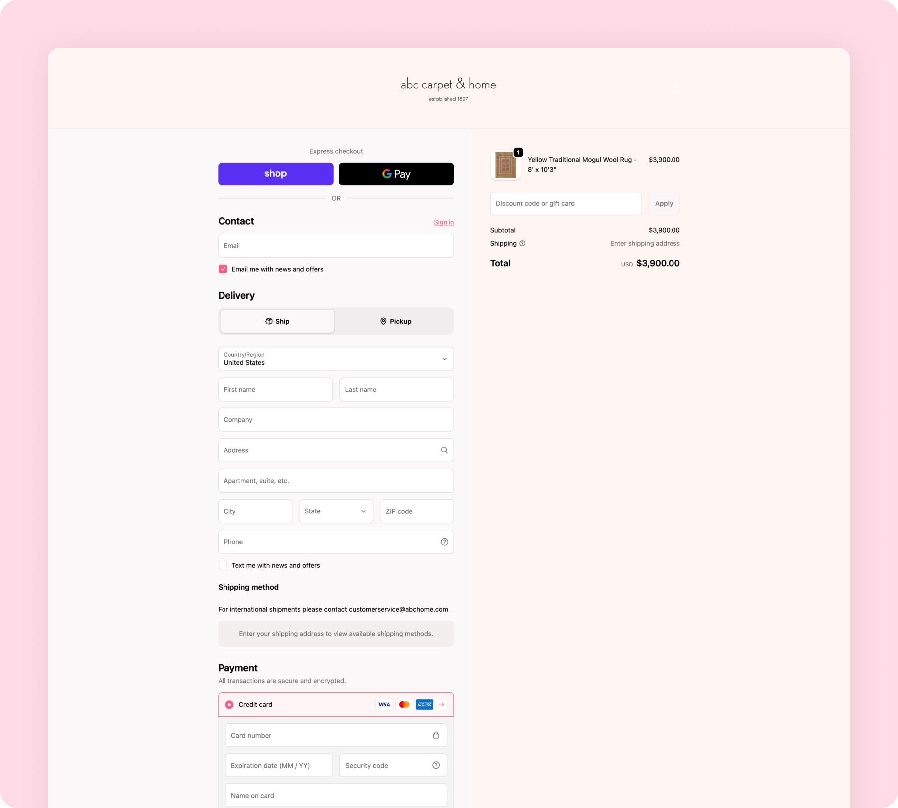 abc carpet & home storefront design