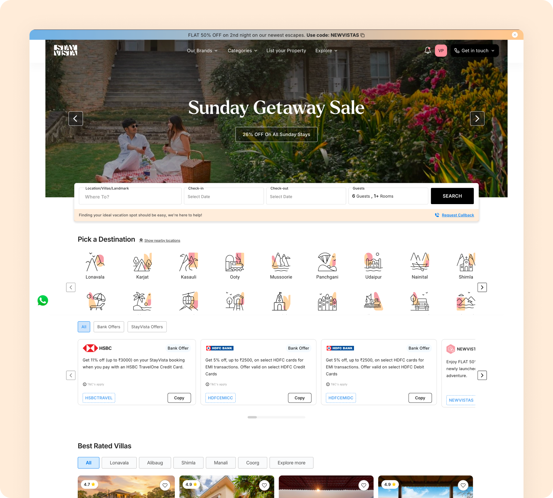 StayVista booking screen
