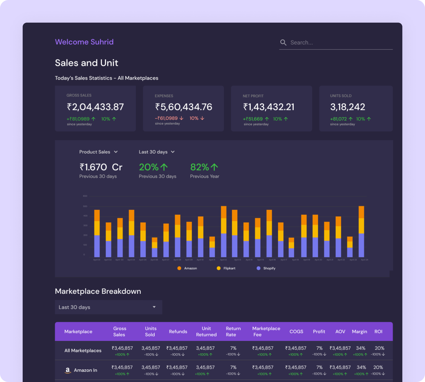 Ecomm Pulse dashboard