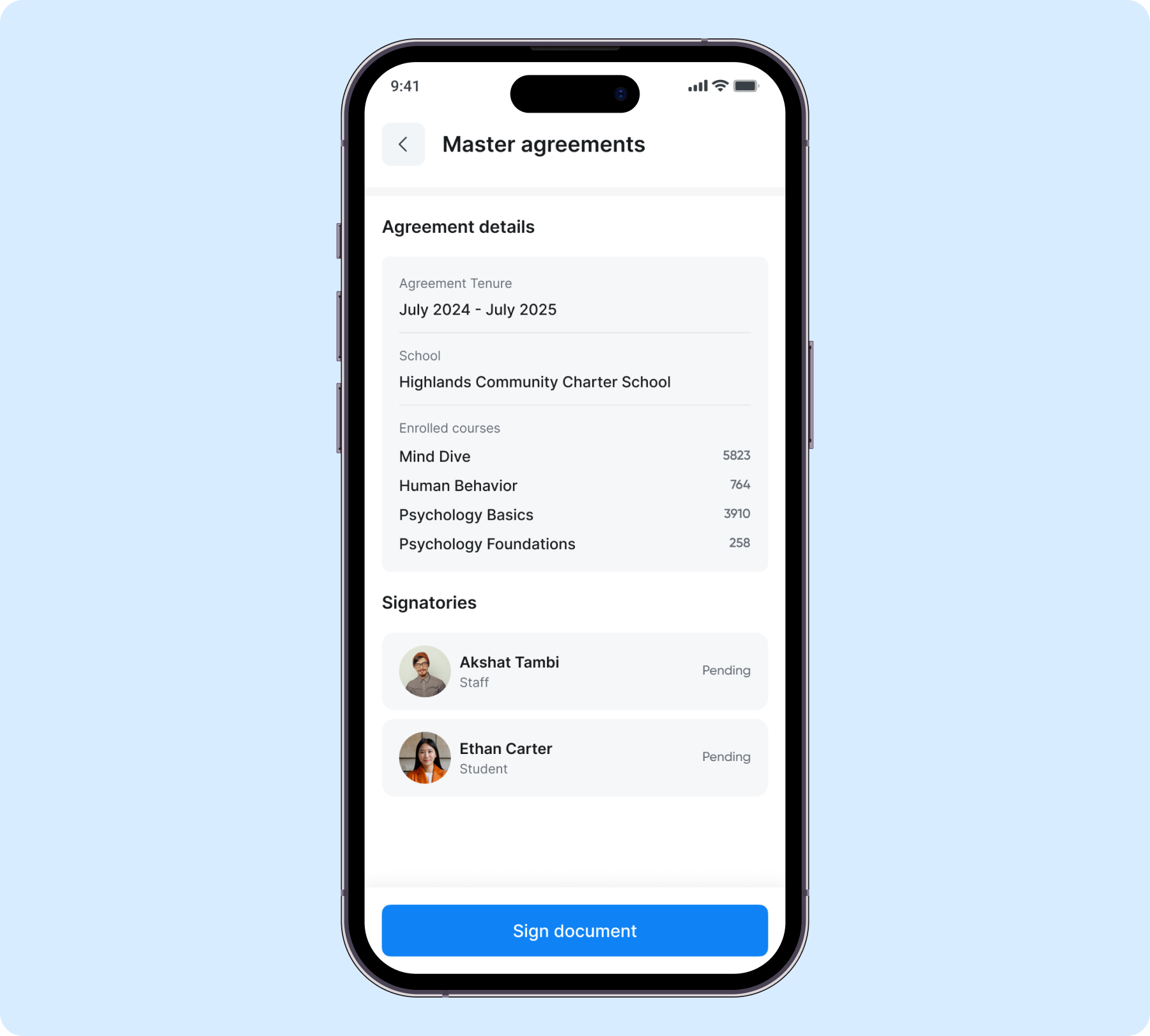 Final design screens