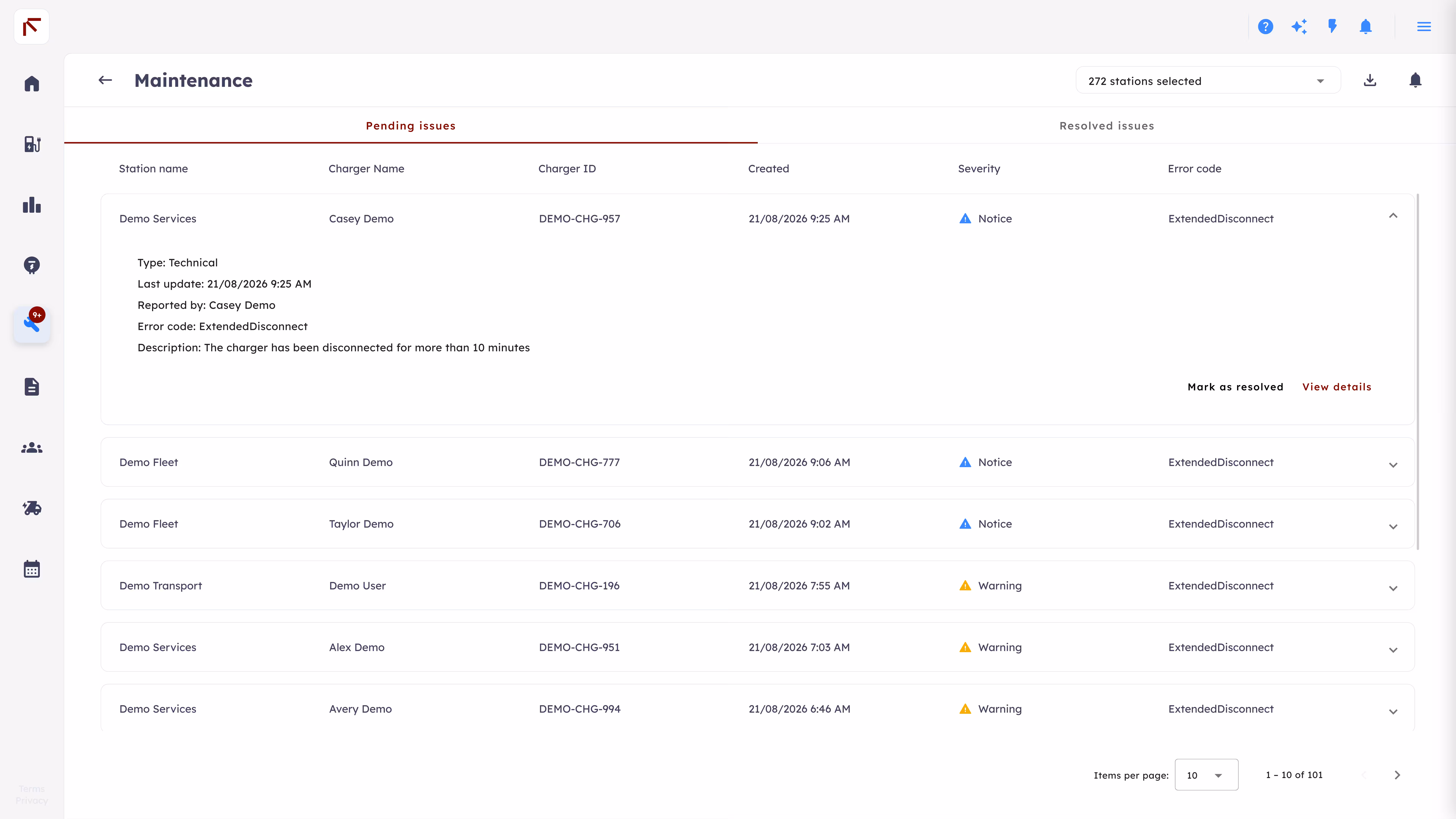 The Fount dashboard – charger status and maintenance