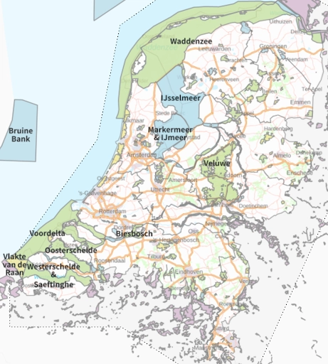 Kaart met alle Natura-2000 gebieden