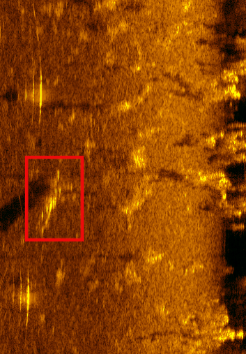 Sonaraufnahme mit Bounding Box des Object Detection-Modells