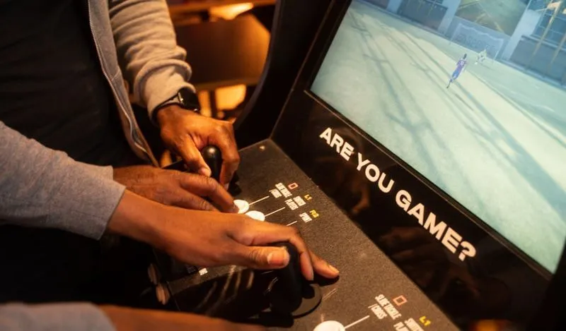 Closeup image of an arcade machine at TOCA Social