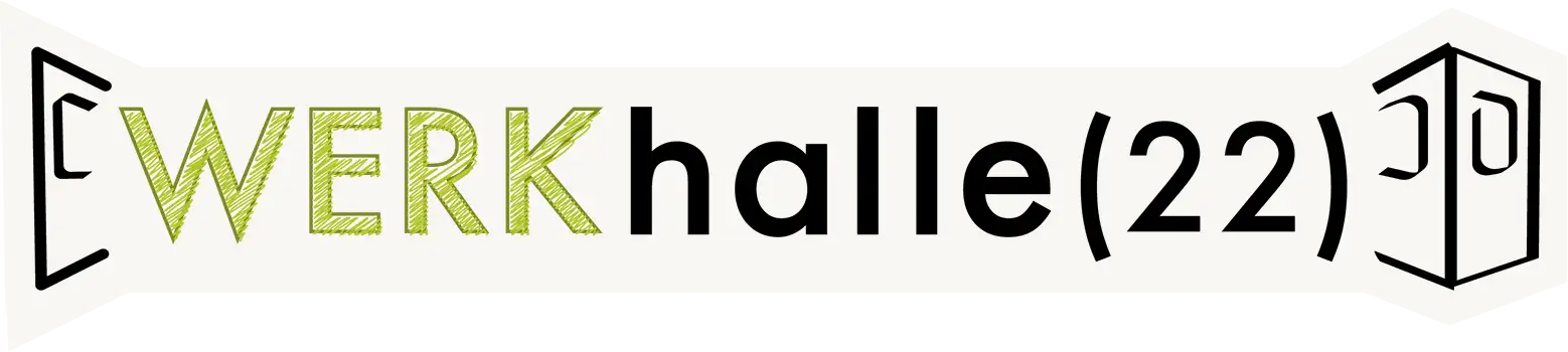 WERKHALLE 22 Logo auf grünem Hintergrund