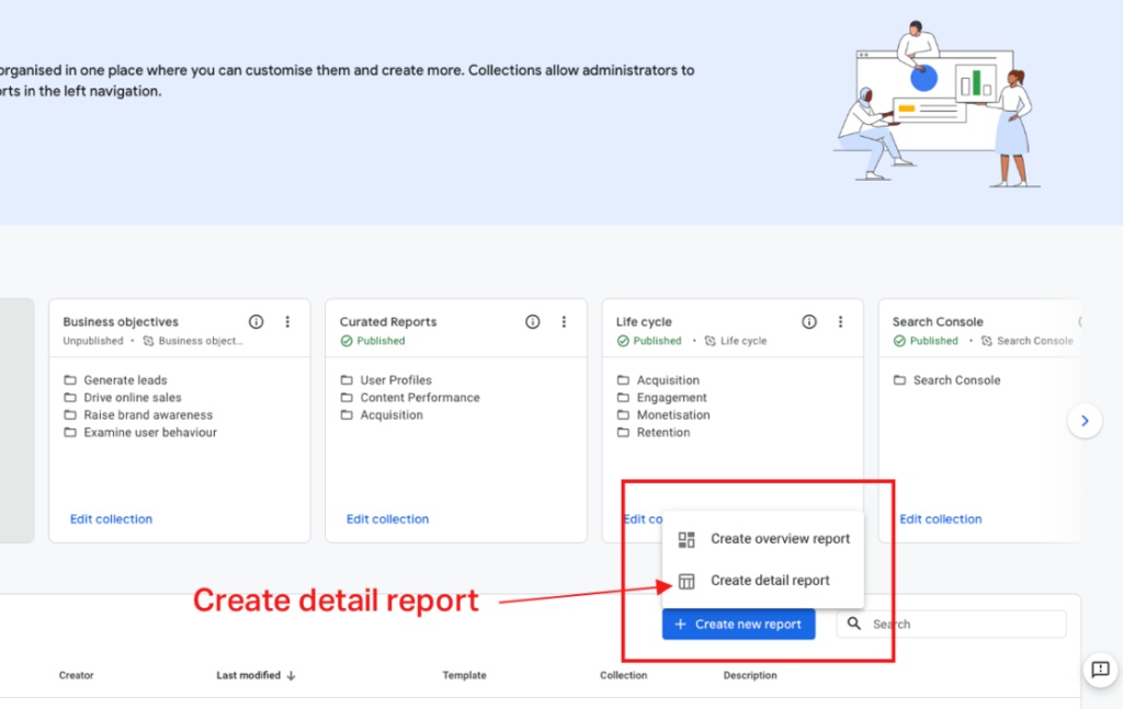 Create Detail Report in GA4
