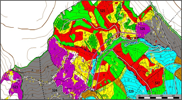 porostní mapa se zákresem hranic ostrova přírody