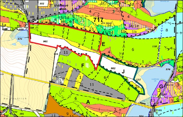 porostní lesnická mapa LHC Špičák se zákresem hranic ostrova