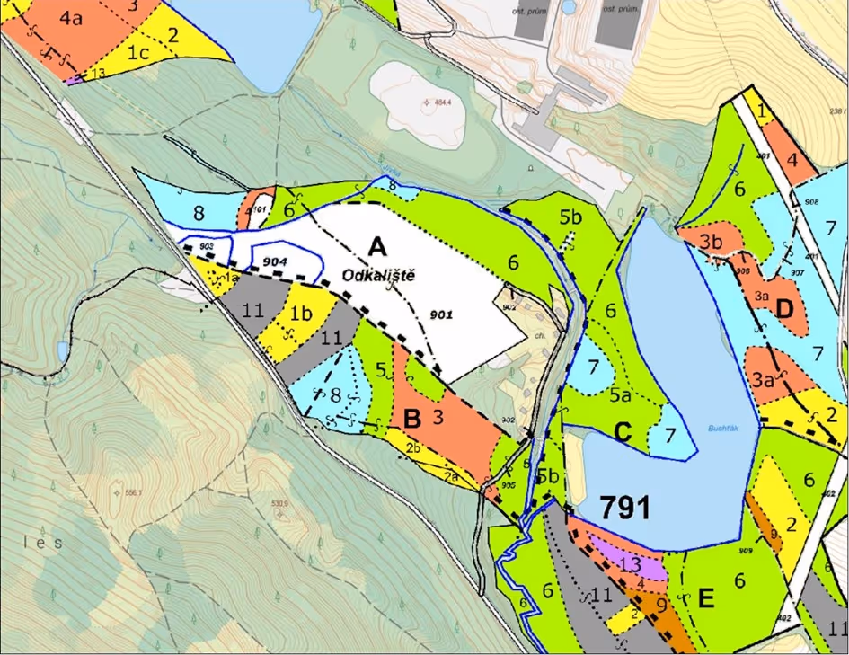 porostní lesnická mapa se zákresem hranic ostrova