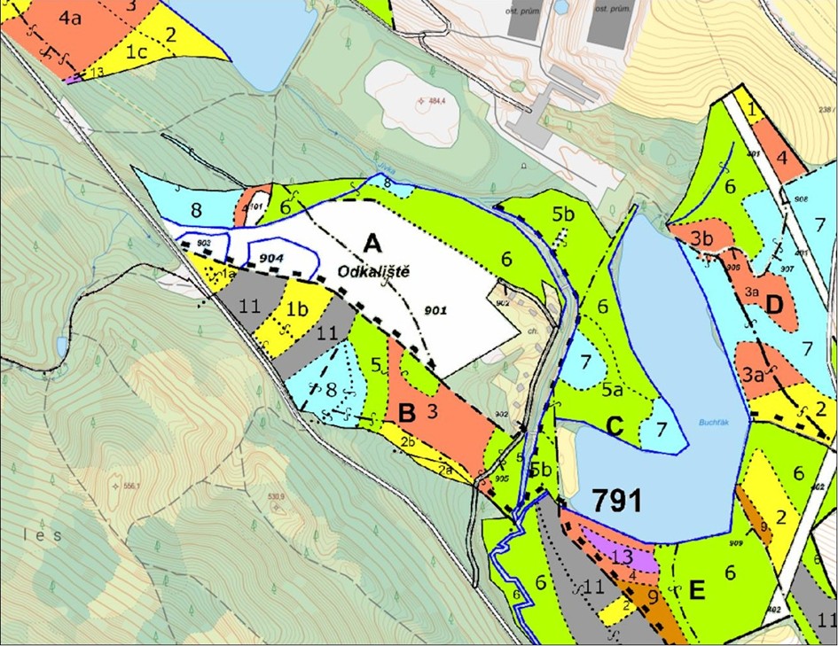 porostní lesnická mapa se zákresem hranic ostrova