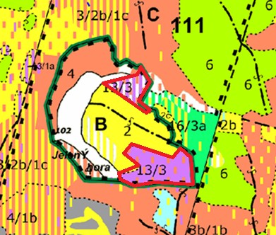 zákres lesních porostů ponechaných bez zásahu