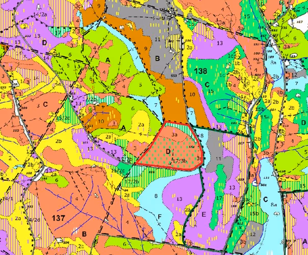 porostní lesnická mapa LHC Vimperk se zákresem hranic ostrova