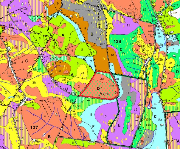 porostní lesnická mapa LHC Vimperk se zákresem hranic ostrova