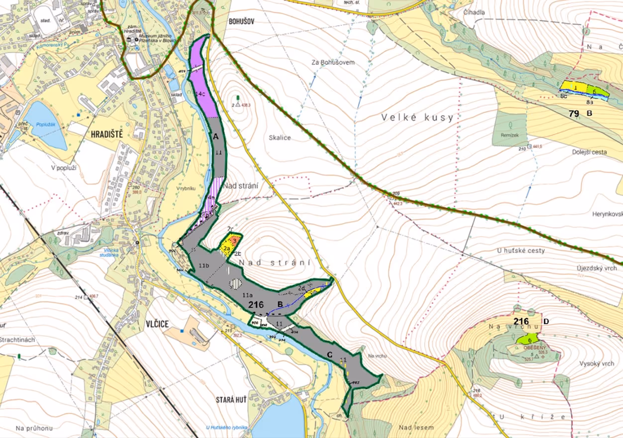 porostní mapa se zákresem demonstrujícím umístění lokality 