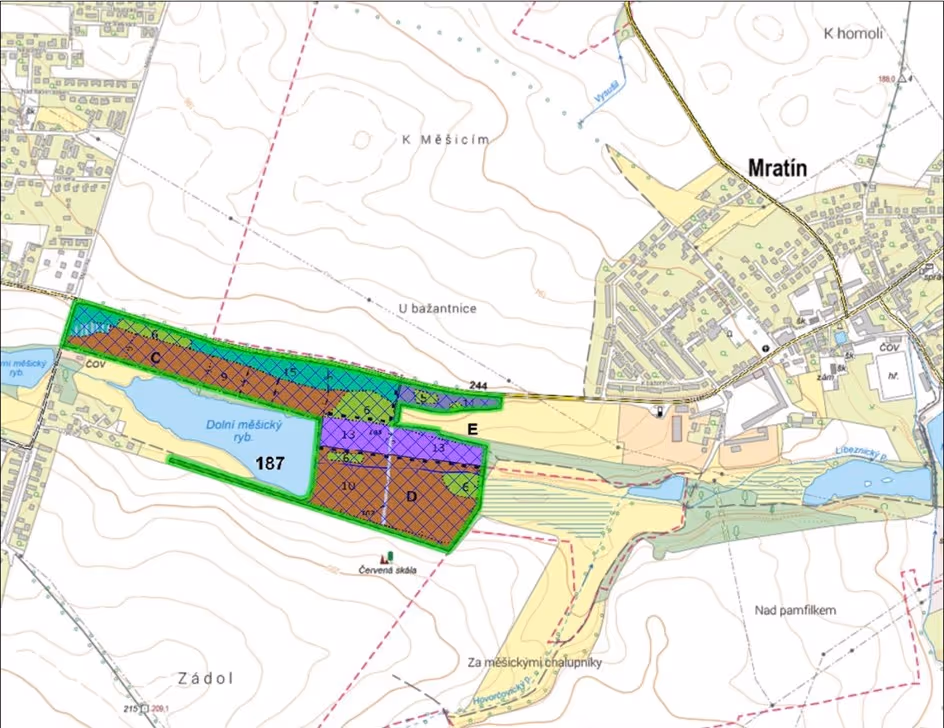 porostní lesnická mapa se zákresem hranic ostrova
