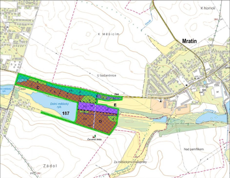 porostní lesnická mapa se zákresem hranic ostrova
